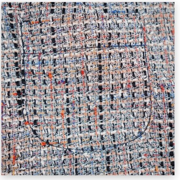 Loft Petite Tweed‎ Pocket Shift Skirt Size 0P White Blue Stylish Modern Mosiac - Picture 8 of 14